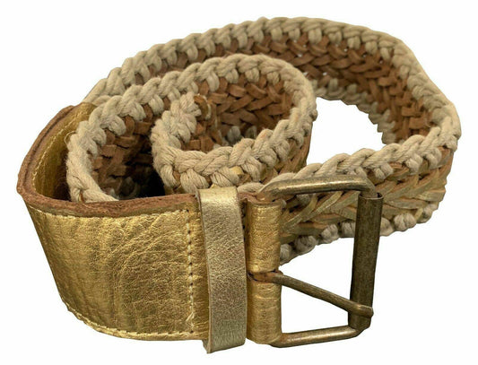 Ladies Moroccan Handmade Gold Leather Belt with Rope Style - Labreeze
