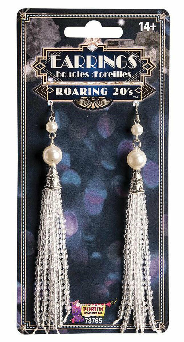 Ladies Roaring 20’s Pearl Tassel Earrings Flapper Party Fancy Dress Jewelry - Labreeze