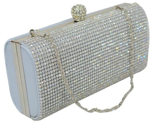 Ladies Sparkly Diamante Party Wedding Prom Evening Luxury Clutch Bag Purse - Labreeze