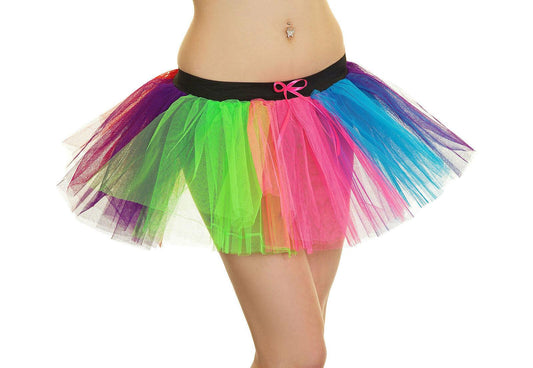 Ladies Womens 3 Layers Clown Rainbow Hen Night Fancy Dress Party Skirt - Labreeze