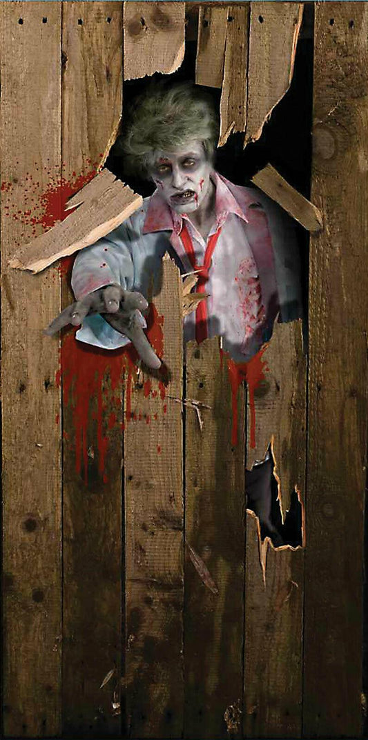 Large Scary Zombie Man Door Poster Halloween Fancy Dress Party Decoration - Labreeze