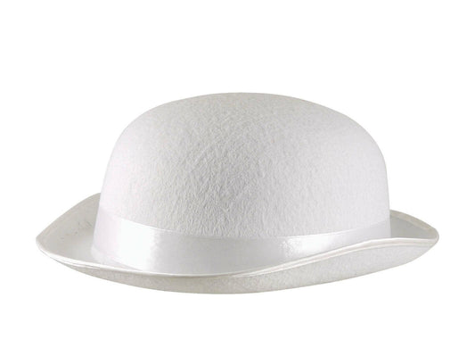 Men Boys Bowler Felt Hat White Fancy Outfit Party Accessory - Labreeze