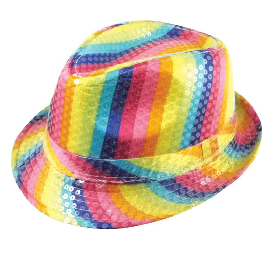 Men Boys Gangster Sequin Pride Hat Rainbow Carnival Fancy Costume Hat - Labreeze