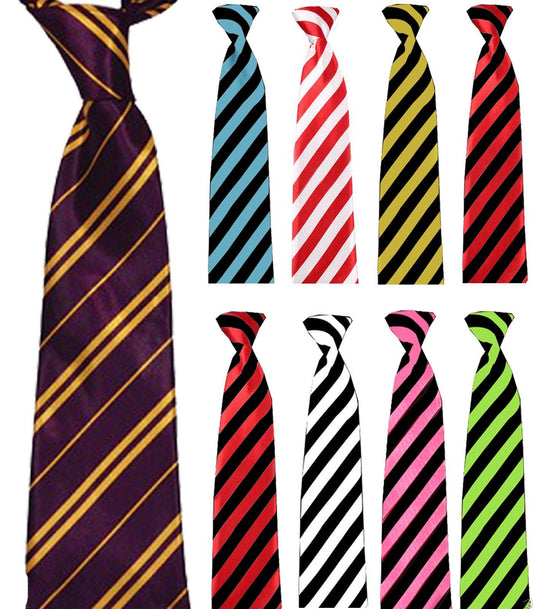 Men’s Boys Skinny Solid Color Slim stripped Satin Tie Necktie - Labreeze