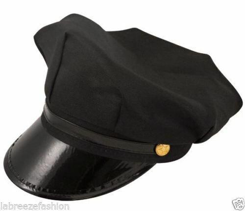 Men’s Chauffeur Hat Limo Driver Hat Black Peaked Cap Fancy Dress Costume - Labreeze