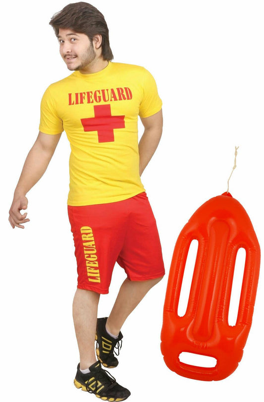 Mens Adults Life Guard T-shirt Short Inflatable Float Beach Rescue Party Set - Labreeze