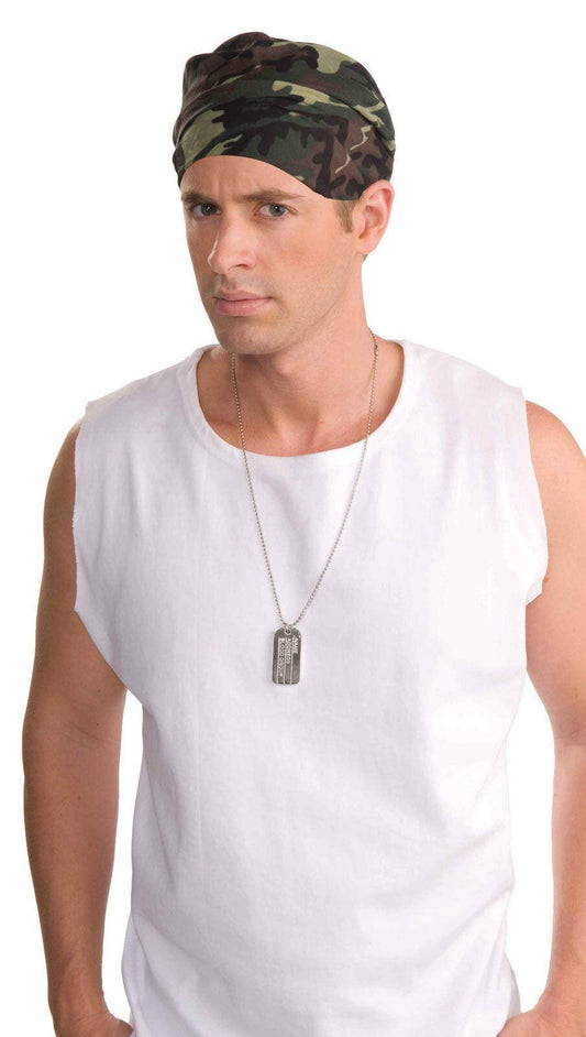 Mens Green Camouflage Bandana Headwear Womens Army Military Fancy Dress Accessor - Labreeze