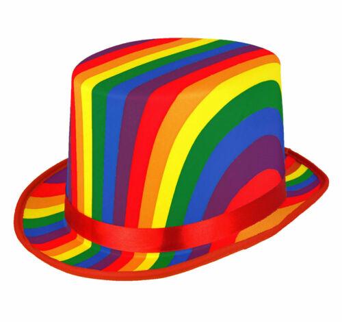 Mens Rainbow Pride Hat Topper Carnival Gay Pride Fancy Dress Party Headwear - Labreeze