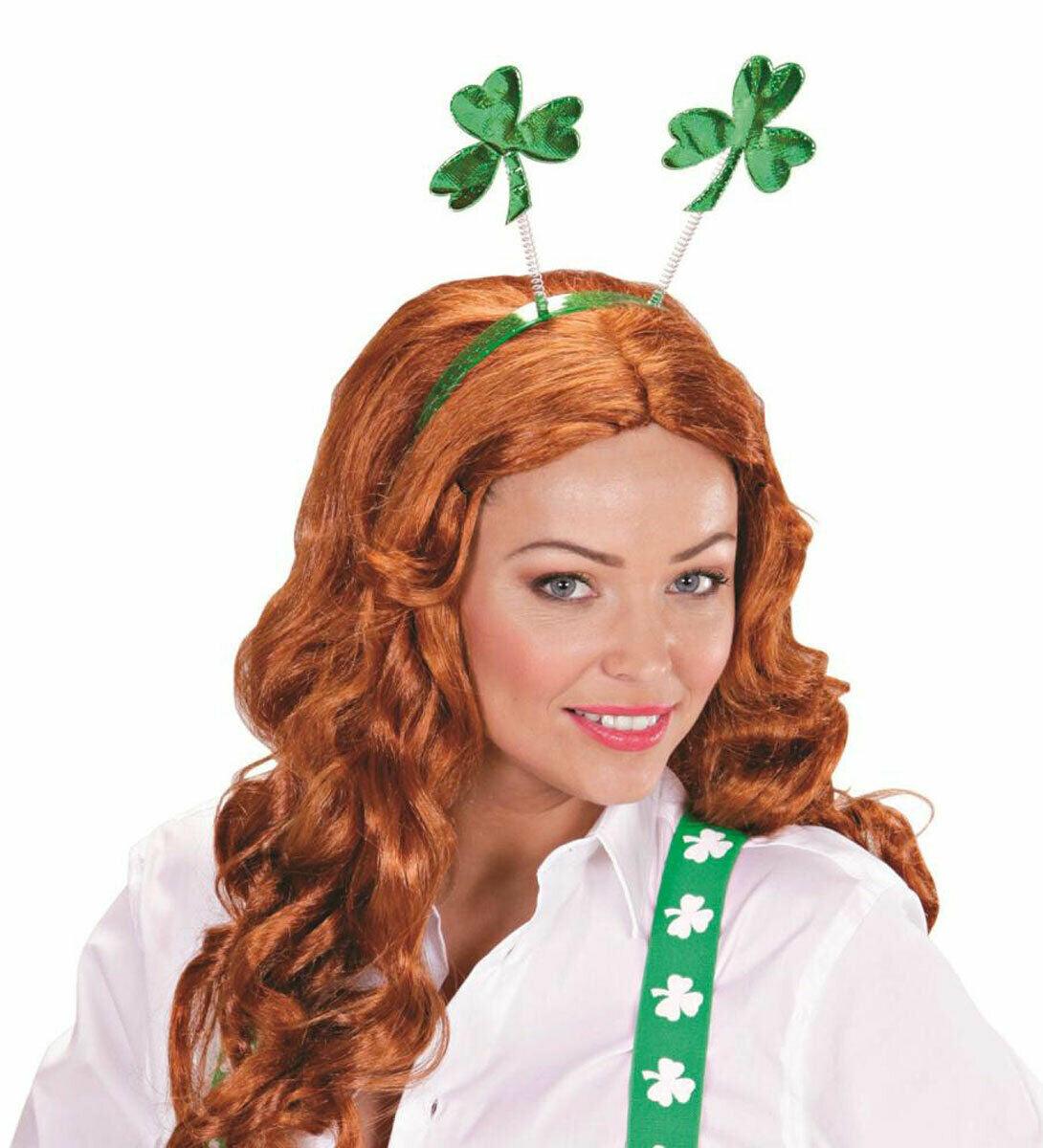 Metallic Green Shamrock Head Bopper on Headband St Patrick’s Day Fancy Dress - Labreeze