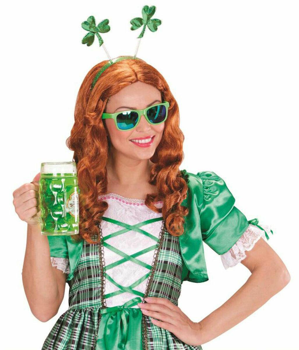 Metallic Green Shamrock Head Bopper on Headband St Patrick’s Day Fancy Dress - Labreeze
