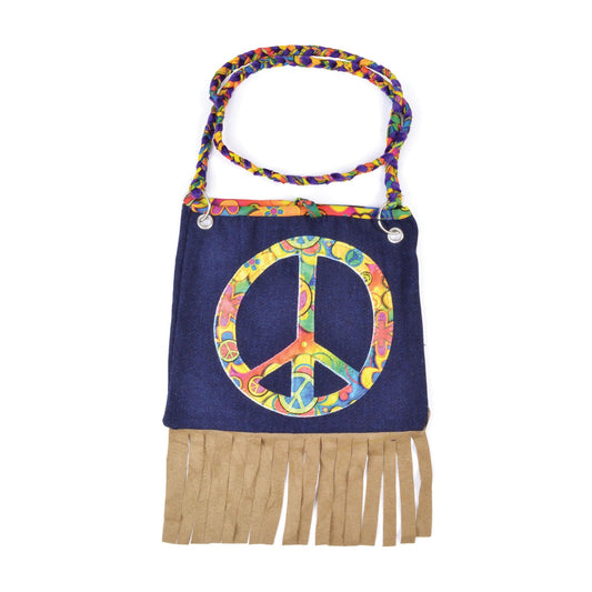 Multi color one size women hippy handbag for costume events - Labreeze