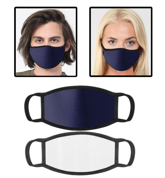 Navy Plain Face Mask Cotton Reuseable Washable Breathable with Filter Pocket - Labreeze