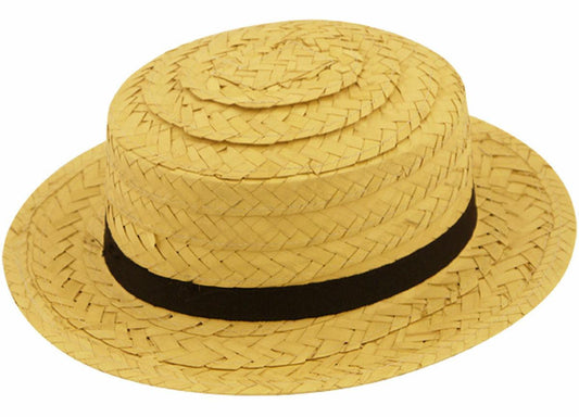 New Adults Straw Boater Hat Fancy Dress Costume Boat Hat - Labreeze