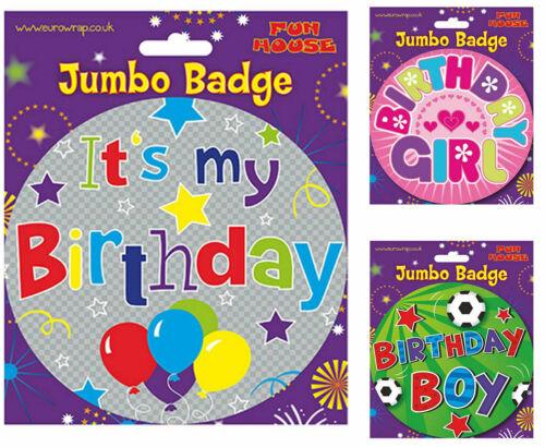New Boys Girls Birthday Giant Badges Holo Badge Fancy Dress Accessory - Labreeze
