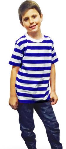 New Children’s Kids Boys Girls Blue White Striped T-shirt Casual Summer Top - Labreeze