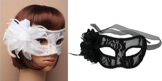 New Ladies Girls Lace Flower Masquerade Mask Carnival Fancy Dress Masks - Labreeze