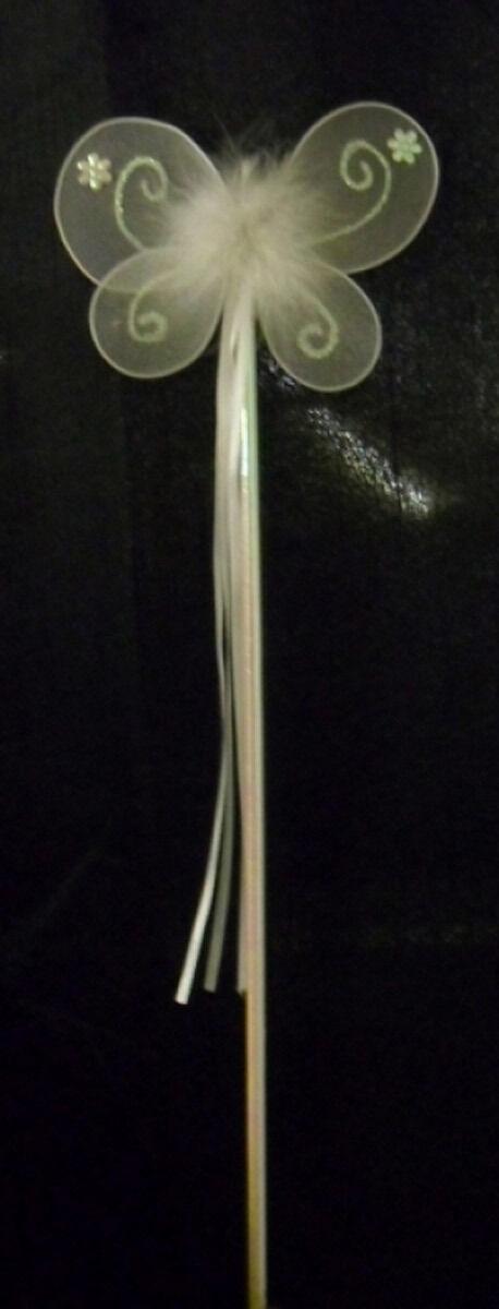New Ladies Girls Pink White Butterfly Fairy Wand Dressing Up Wand - Labreeze