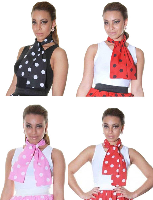 New Ladies Girls Polka Dot Scarf Printed Scarf Fancy Dress Accessory - Labreeze
