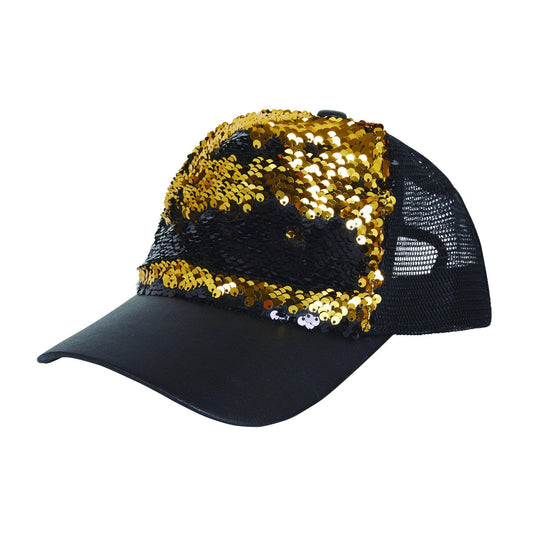 NEW Themed 90s Reversible Sequin Black & Gold Cap for parties - Labreeze