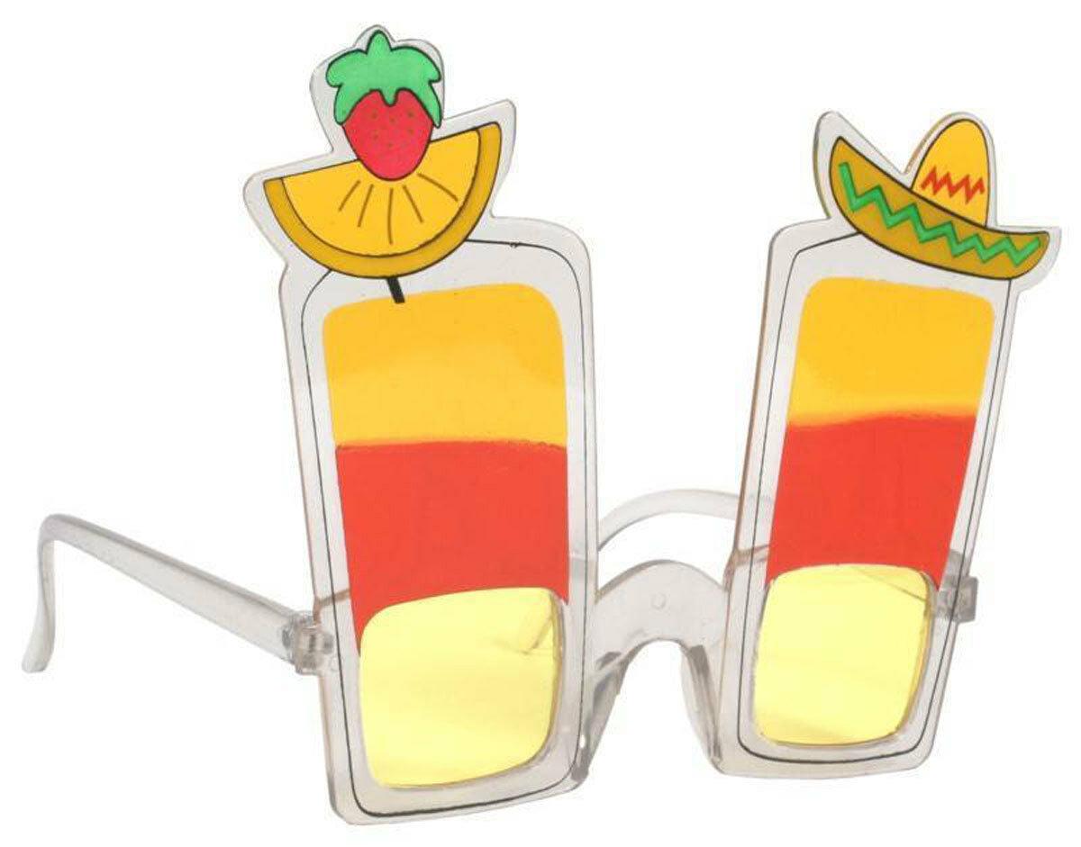 Novelty Cocktail Glasses Hawaiian Multicolour Beach Pool Party Sunglasses - Labreeze