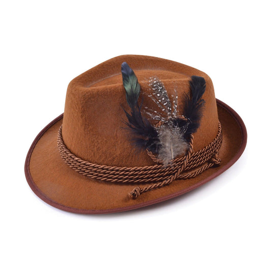 Oktoberfest Brown Feather Hat - Labreeze