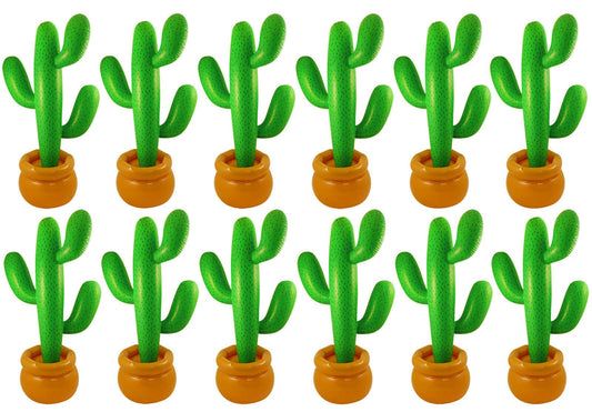 PACK OF 12 INFLATABLE CACTUS 86 CM MEXICAN SCENE SETTER PARTY DECORATION - Labreeze