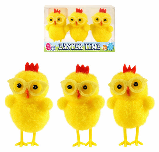 Pack of 3 Easter Chicks Yellow with Glasses Bonnet Parade Party Decorations - Labreeze