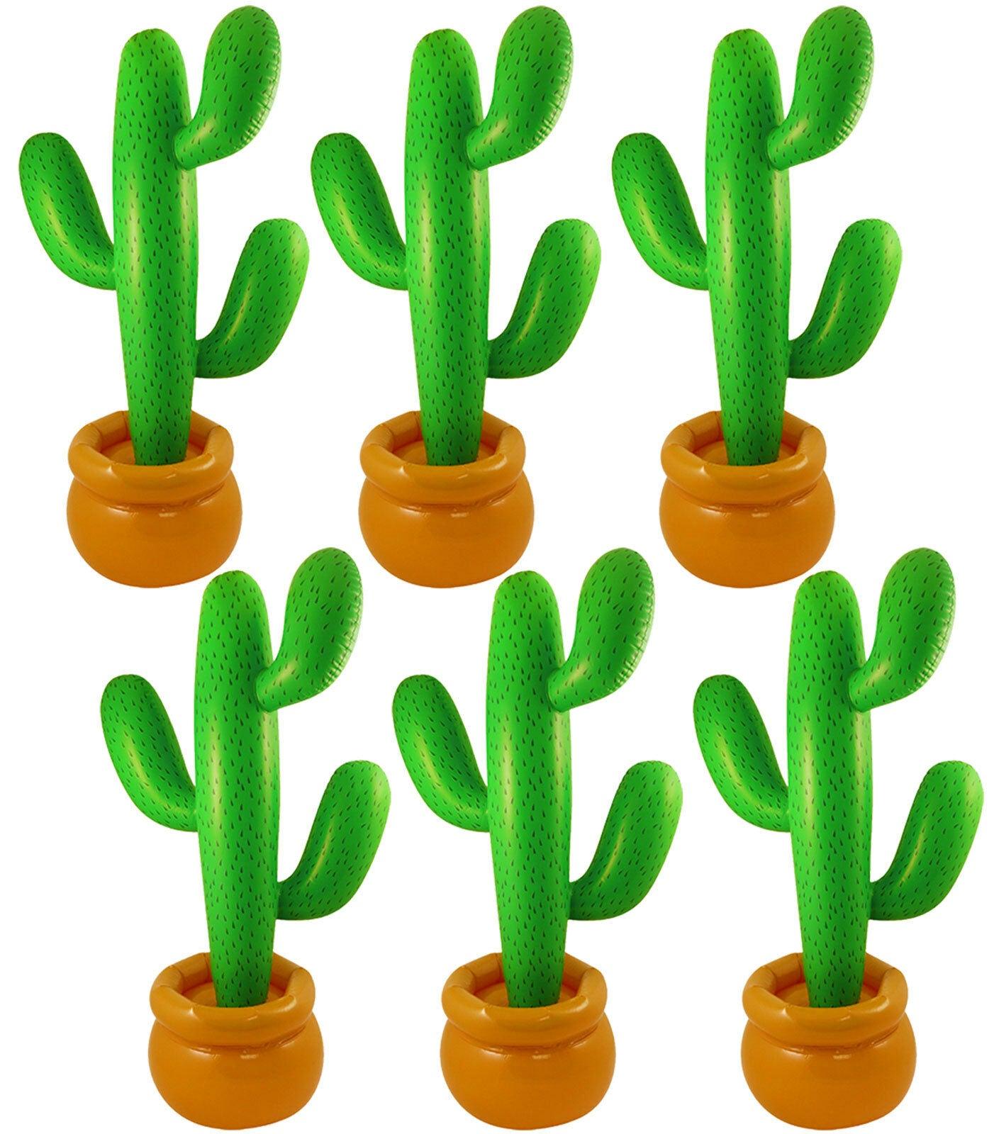 PACK OF 6 JUMBO 86 CM INFLATABLE CACTUS MEXICAN SCENE SETTER PARTY DECORATION - Labreeze