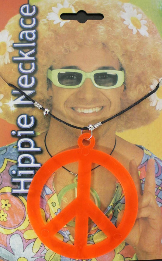 Peace Sign Hippie Necklace Orange - Labreeze