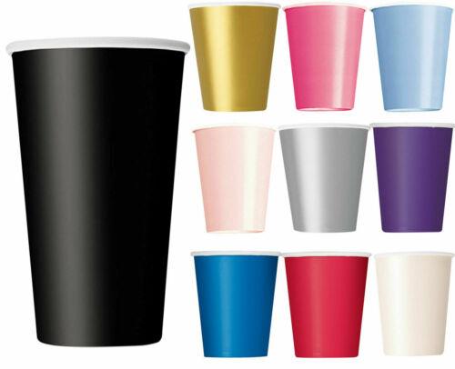 Plain Solid Colour Paper Party 9oz Cups Party Tableware Catering Pack of 14 - Labreeze
