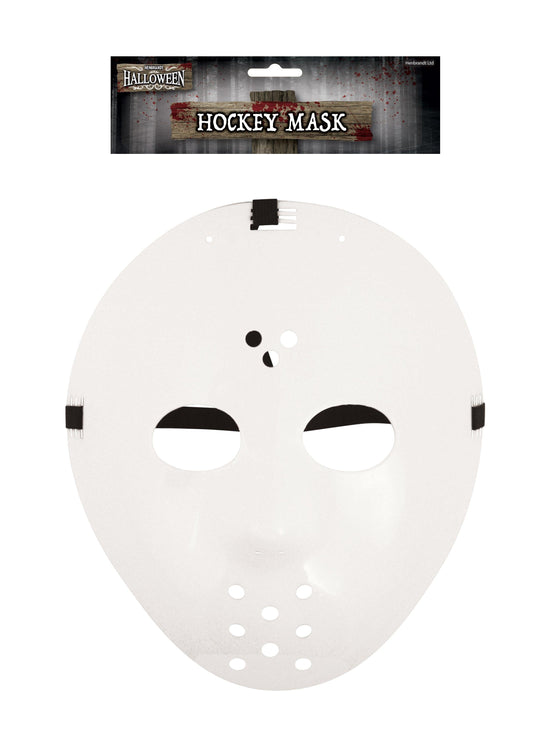 Plastic Hockey Face Mask White Halloween Horror Fancy Dress Party Accessory - Labreeze