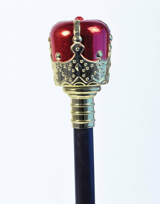 Plastic Royal Scepter Red/Black King Queen Xmas Fancy Dress Prop - Labreeze
