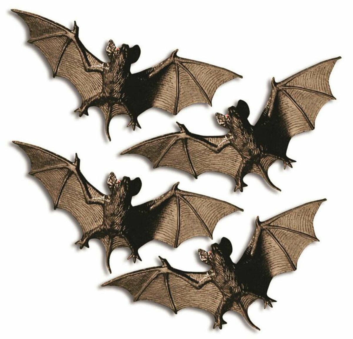 Plastic Vampire bats 11cm Halloween Dracula Scary Party Decorations Pack of 4 - Labreeze