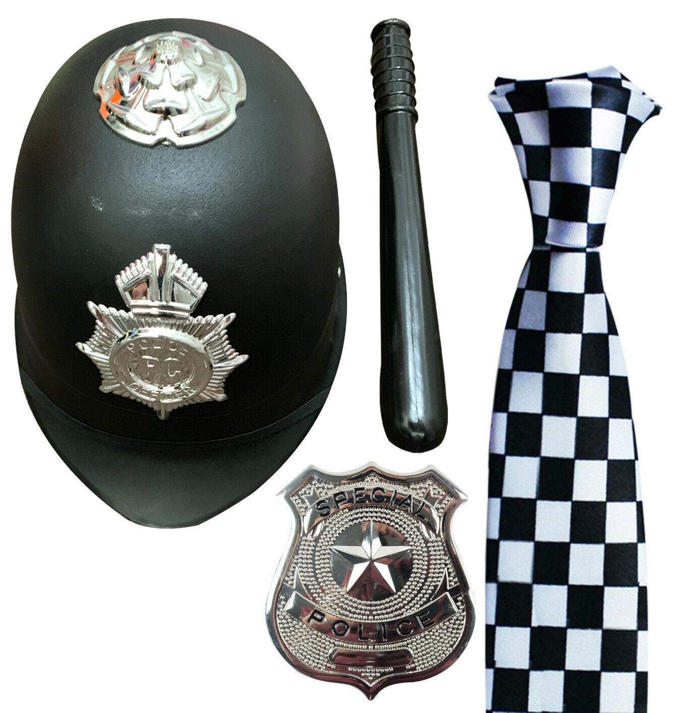 Policeman Hat Truncheon Tie Badge Fancy Dress Costume Stag Do Hen party Outfit - Labreeze