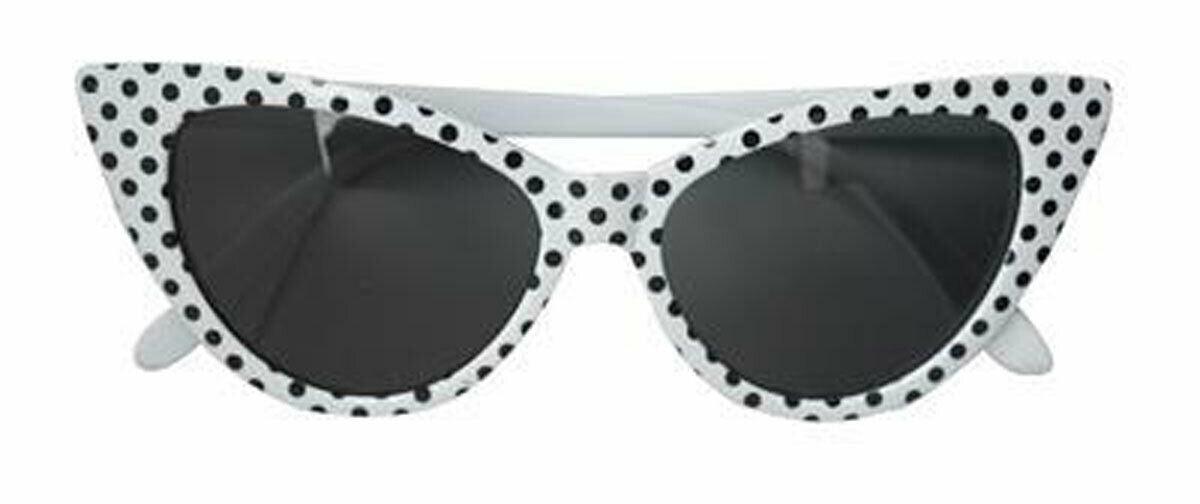 Polka Dot Cat Eye Sunglasses Retro Vintage Style 50's Fancy Dress Party Glasses - Labreeze