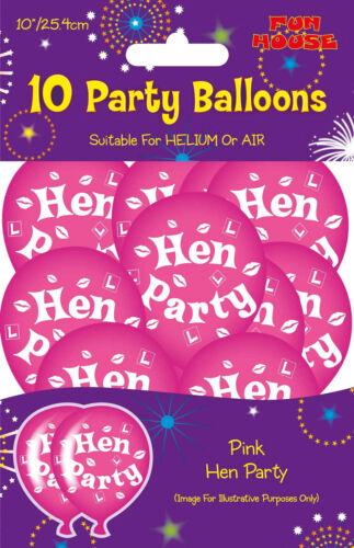 Printed Latex Pink Hen Party Balloons Pack of 10 Hen Party Decoration - Labreeze