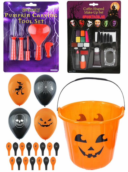 Pumpkin Carving Kit Balloons Bucket Make Up Halloween Horror Party Decoration - Labreeze