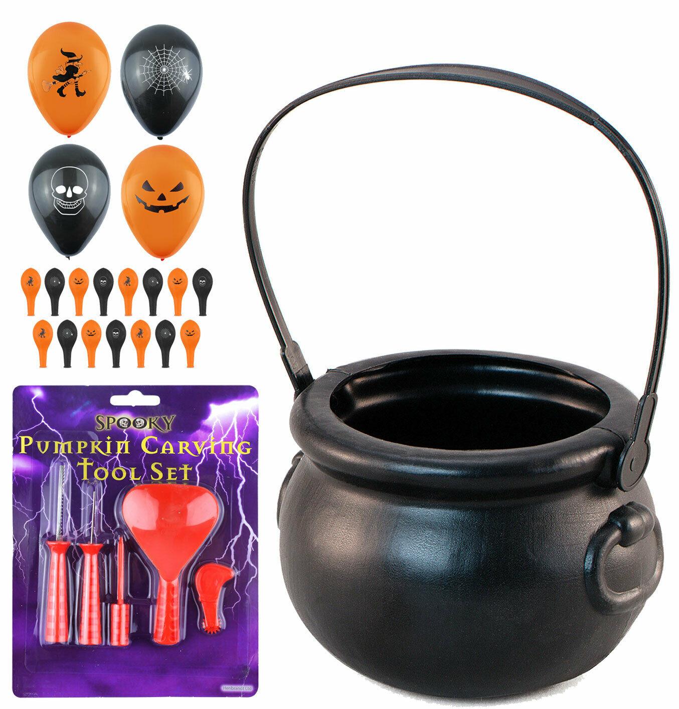 Pumpkin Carving Kit Balloons Witch Cauldron Halloween Party Decoration Set - Labreeze