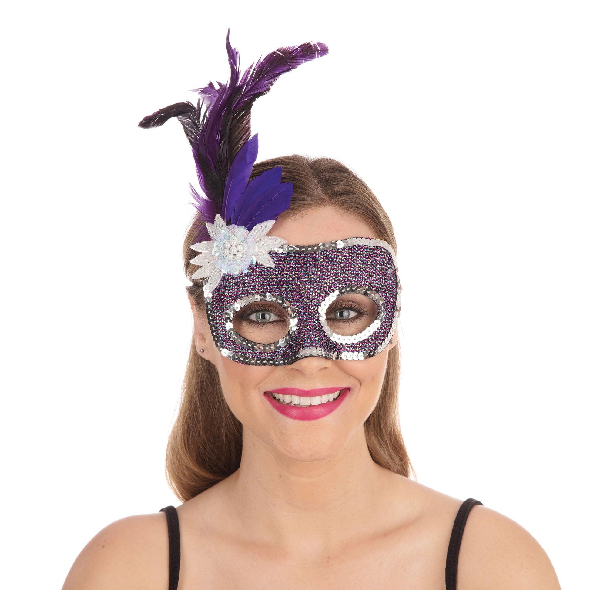 Purple with Silver Sequins Mask - Labreeze
