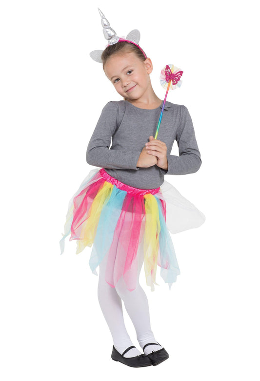 Rainbow Unicorn Tutu/Headband &amp; Wand Set - Labreeze
