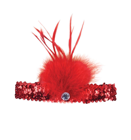 Red Flapper Headband (Sequin with Feather) - Labreeze