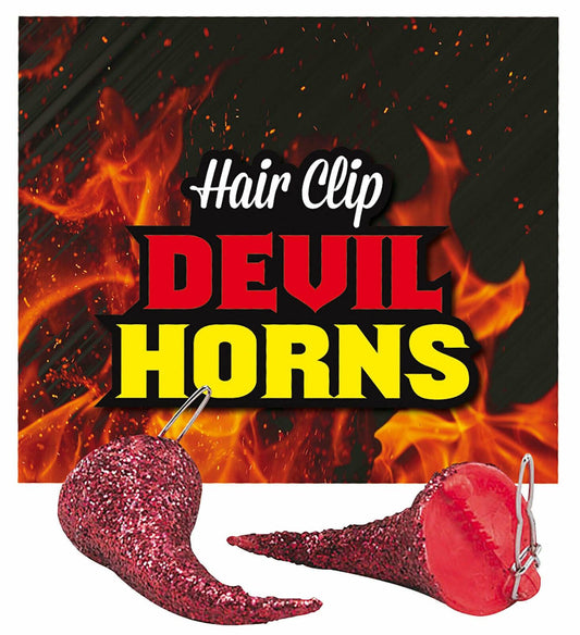 Red Glitter Devil Horns Hair Clips Halloween Sequin Fancy Dress Party Accessory - Labreeze