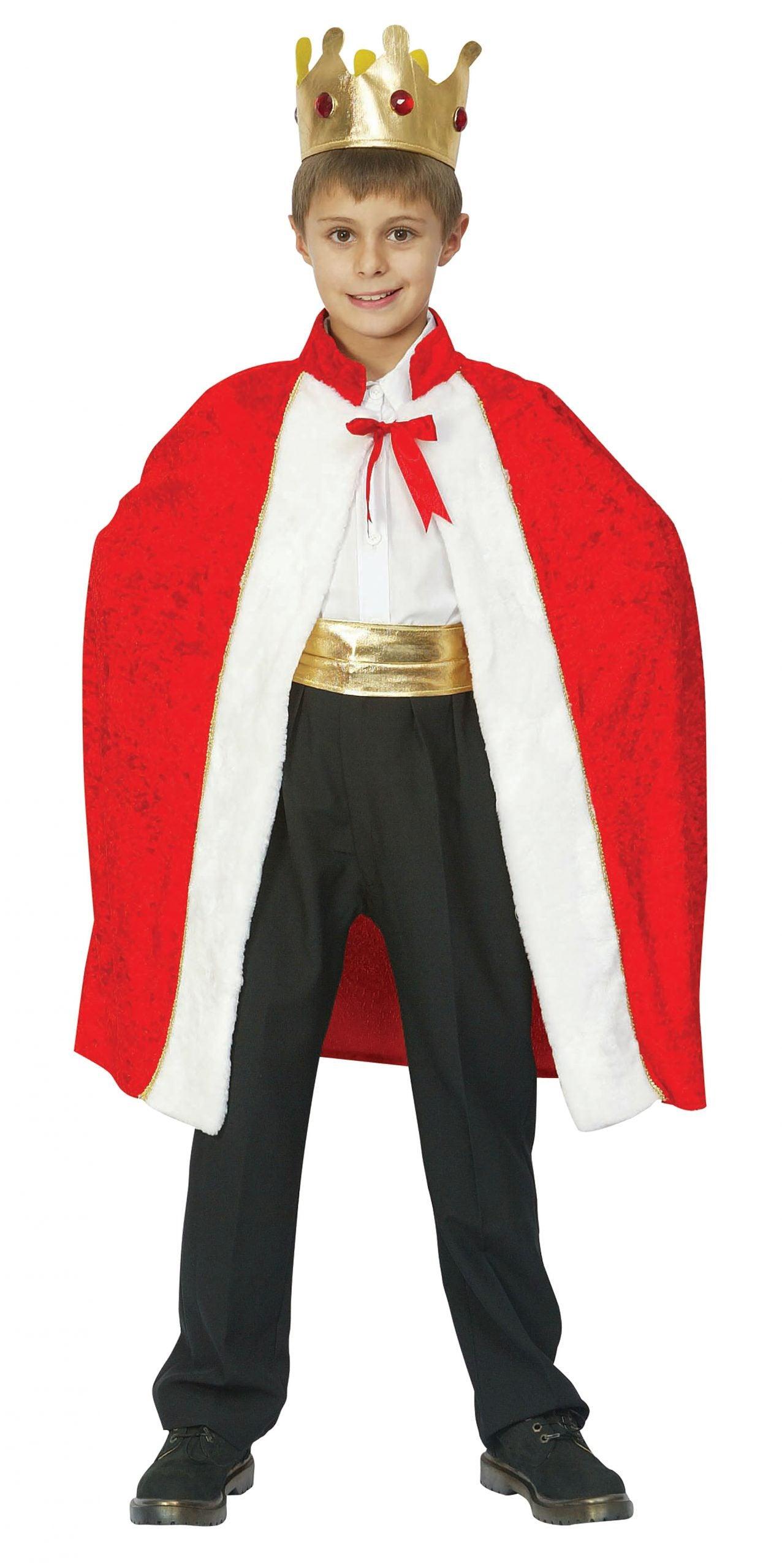 Red King Robe Kids Fancy Dress Christmas Nativity Wise Men Boys Costume + Crown - Labreeze