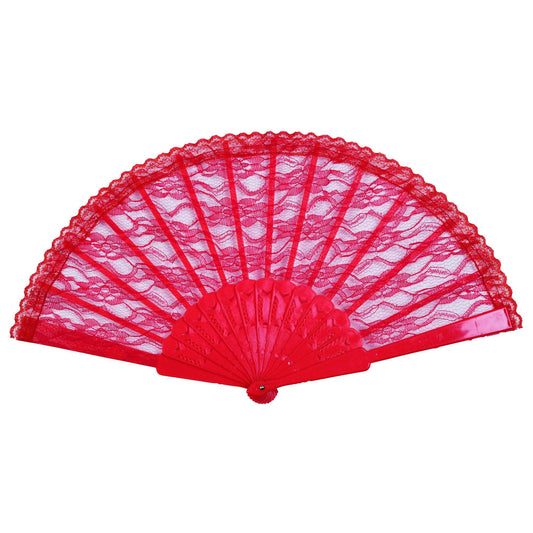 Red Lace Fan Handfan Foldable - Labreeze