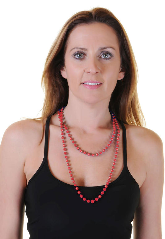 Red Plastic Bead Necklaces (Approx 48 Inches) - Labreeze