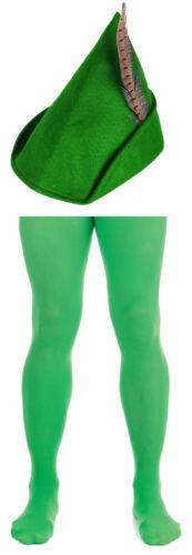Robin Hood Hat Green with Green Male Tights - World Book Day Party Fancy Dress - Labreeze