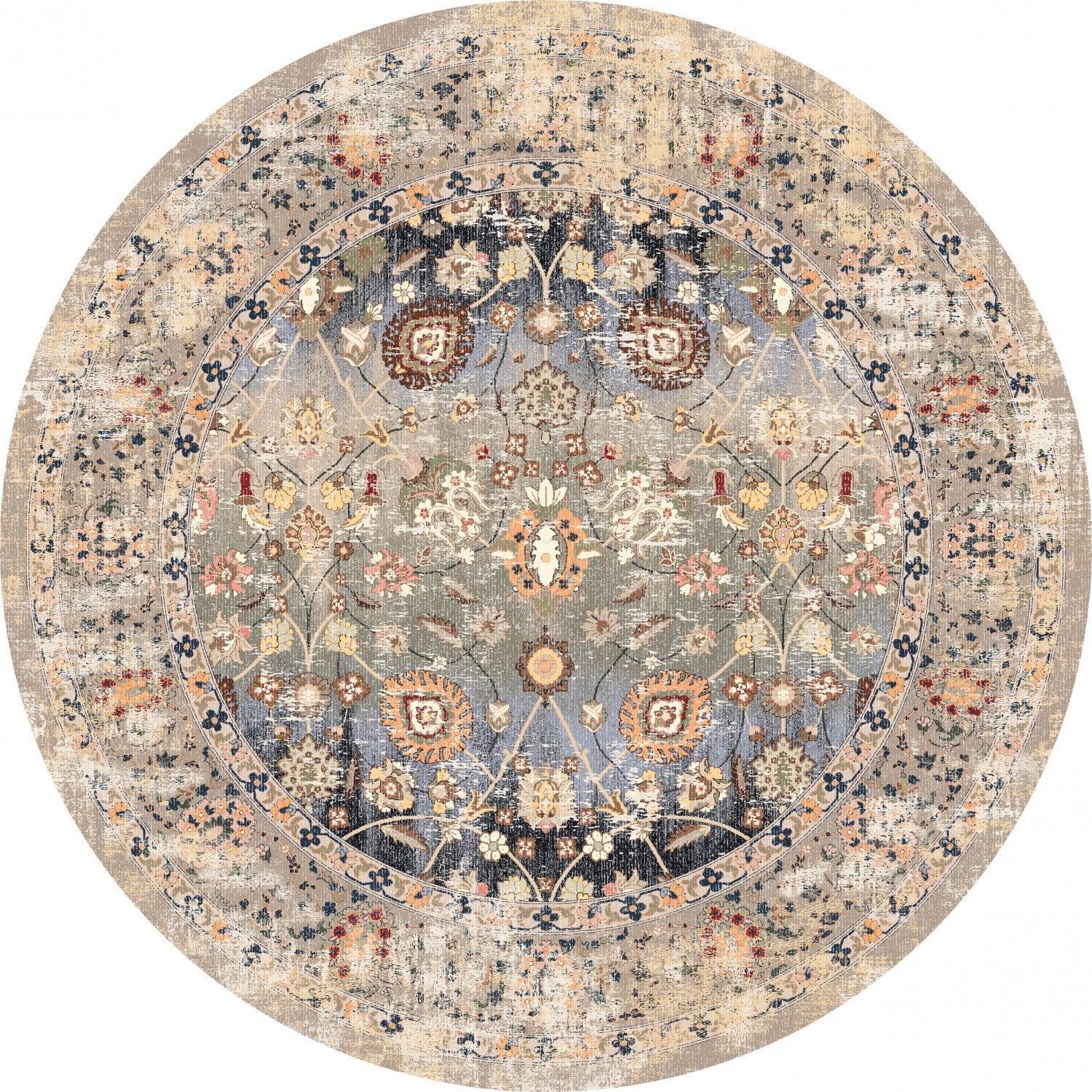 Round rug bouhjar (BEIGE/MULTI) for fancy living room - Labreeze