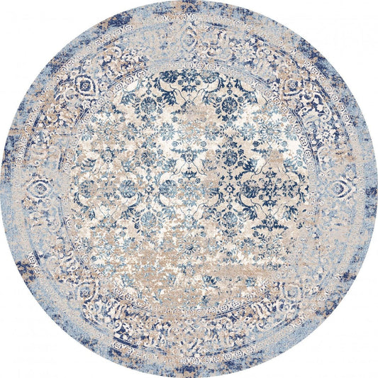Round rug denizli (BLUE) for fancy living room - Labreeze