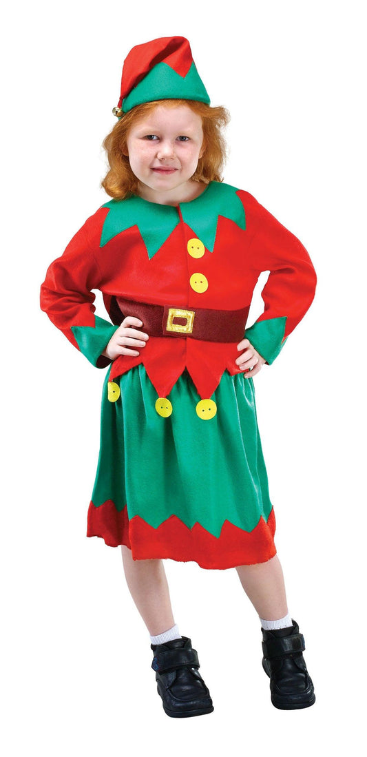 Santa Helper Girls Kids Elf Christmas Xmas Fancy Dress Costume Outfit Age 4-12 - Labreeze