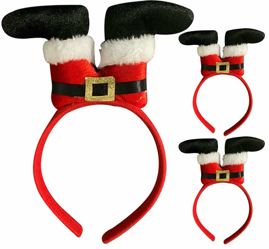 Santa legs upside Down Aliceband Ladies Christmas Xmas Fancy Dress Pack of 3 - Labreeze